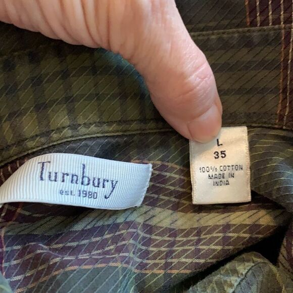 Turnbury green & maroon plaid shirt - Picture 7 of 8
